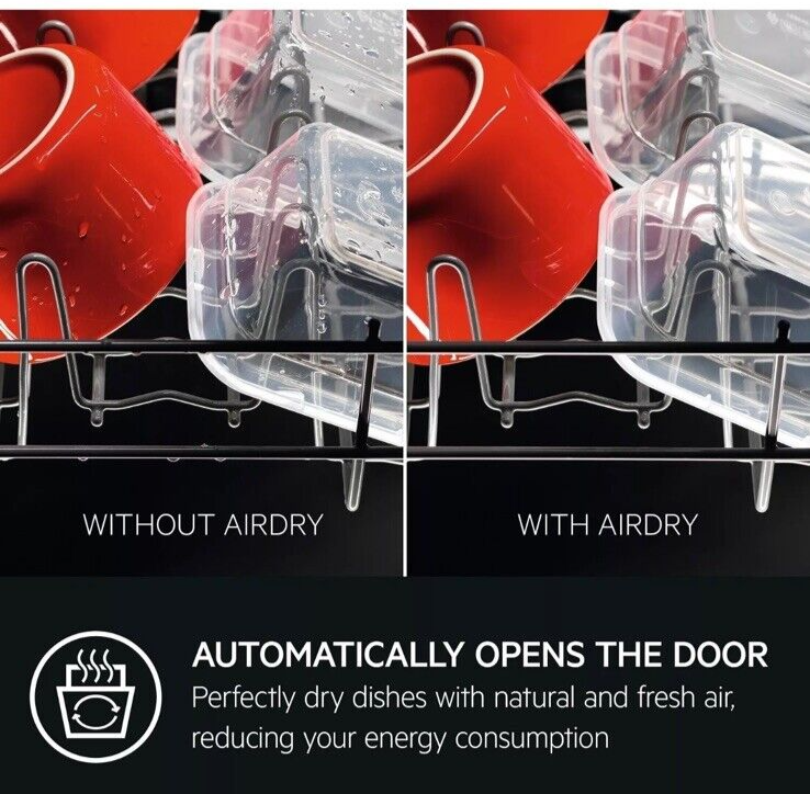 AEG FSX51407Z Series 5000 AirDry 45cm Integrated Slimline Dishwasher with Black Control Panel, F Rated AirDry feature