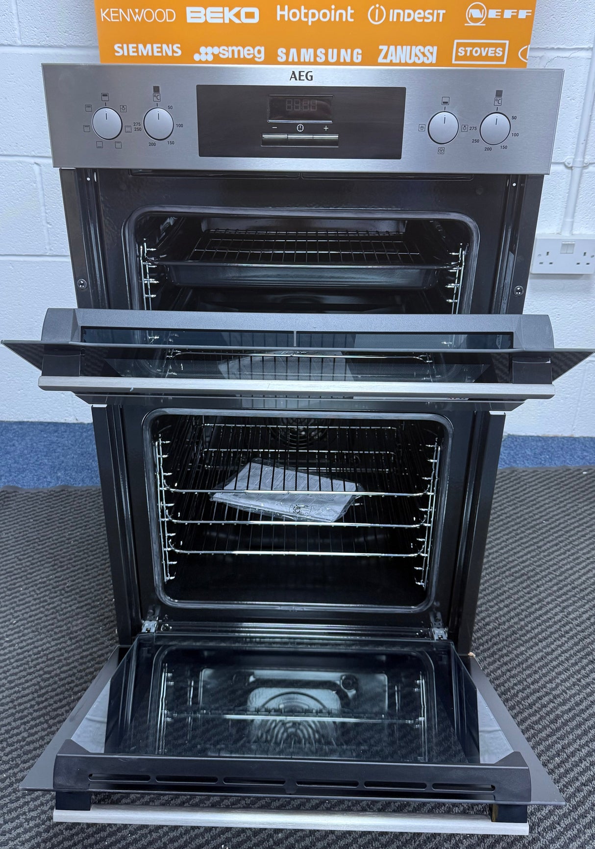 AEG 6000 DEB331010M (25) SurroundCook Clean Enamel Electric Double Built In Oven in Stainless Steel - A/A Rated - (Ex Display) - HW182425