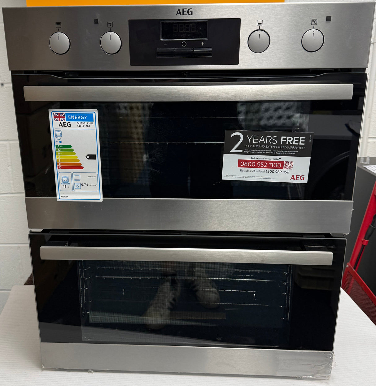AEG 6000 Series DUB331110M (99) Built Under Electric Double Oven in Stainless Steel - A Rated - HW182499
