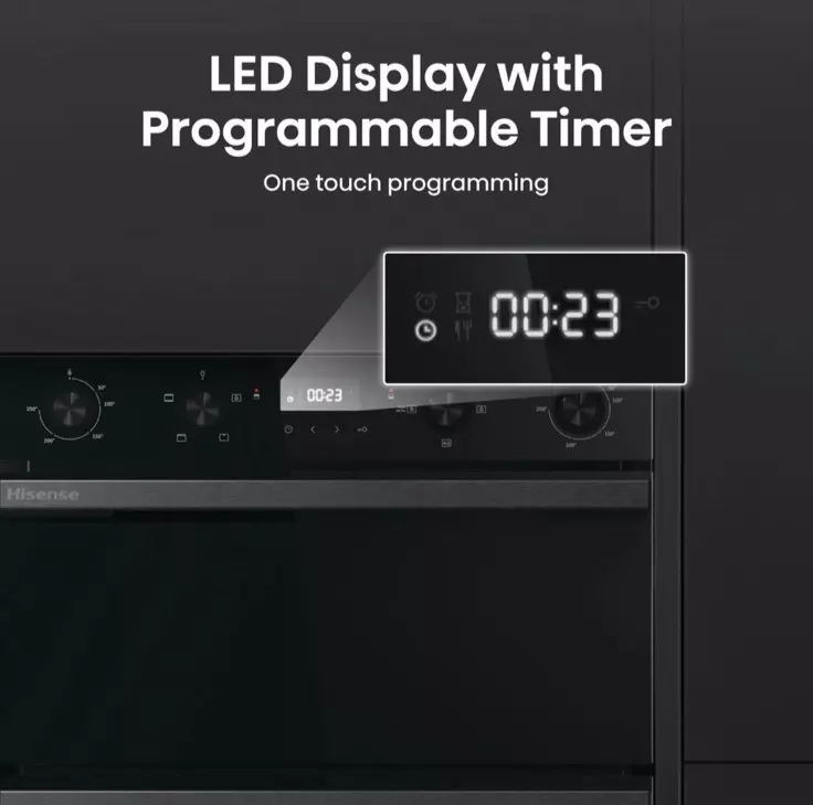 Hisense BID914221ADBG Double Built In Oven In Black - Air Fry - A Rated - Refurbished stock Photo led display and timer