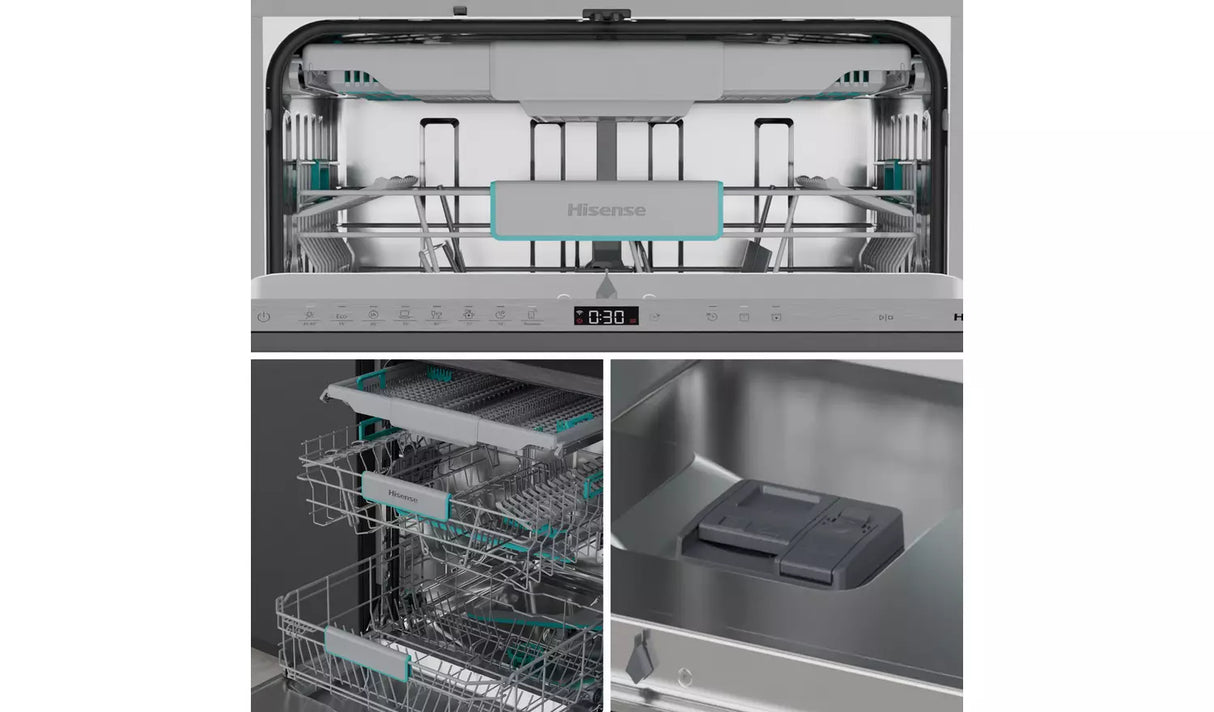 Hisense HV673A60UK (42) Full-Size Fully Integrated Dishwasher with Top Cutlery Tray - A Rated - (Ex Display) - HW182142