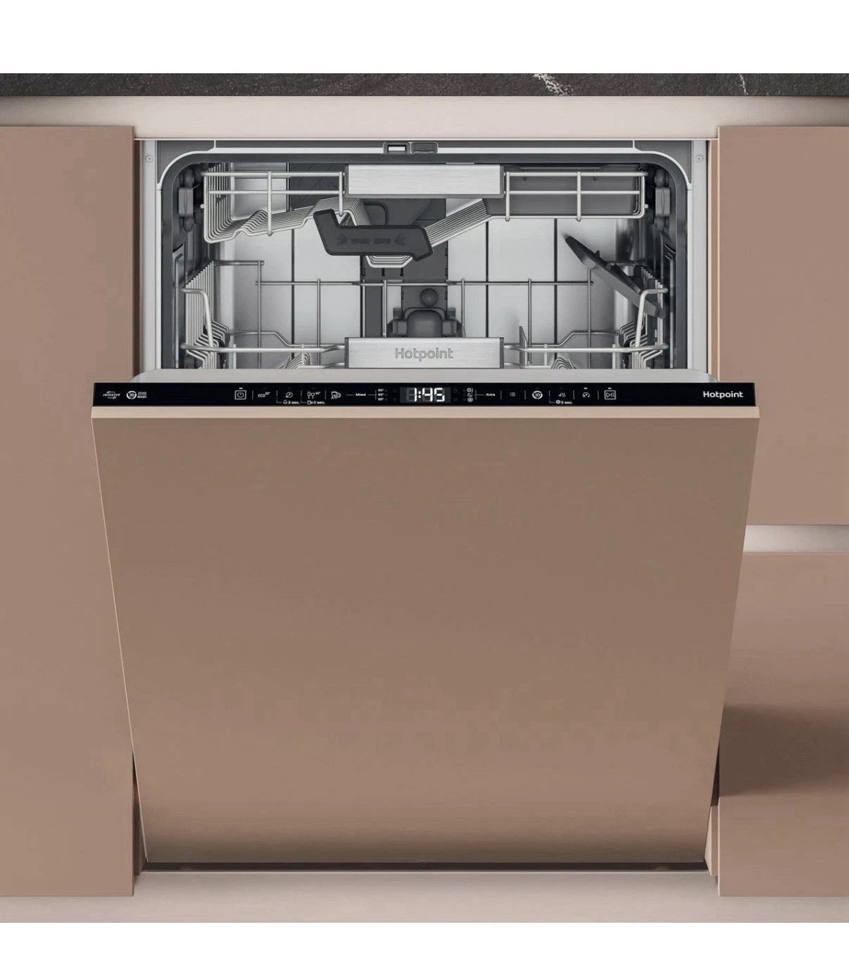Hotpoint H8I HT59 LS UK (93) Hydroforce Full Size Integrated Dishwasher in Black - B Rated - (Ex Display) - HW182493