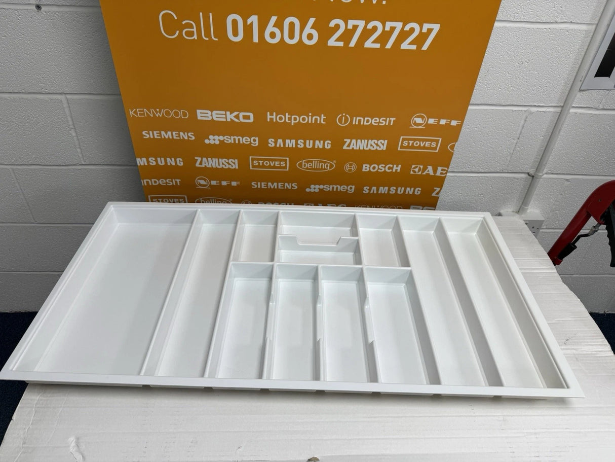 White Plastic Cutlery Drawer Insert (Thickness-2.5mm Width-900mm Depth-470mm Height-55mm) - Single Tray - WCT1 - MANAGERS SPECIAL NOW £10.40