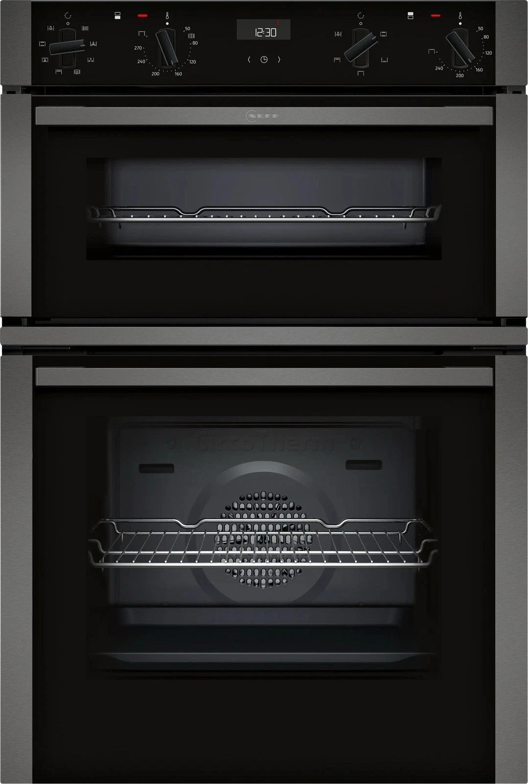 Neff N50 U1ACE2AG3B (35) Built-in Electric Double Oven in Graphite - A/B Rated - (Ex Display) - HW182535
