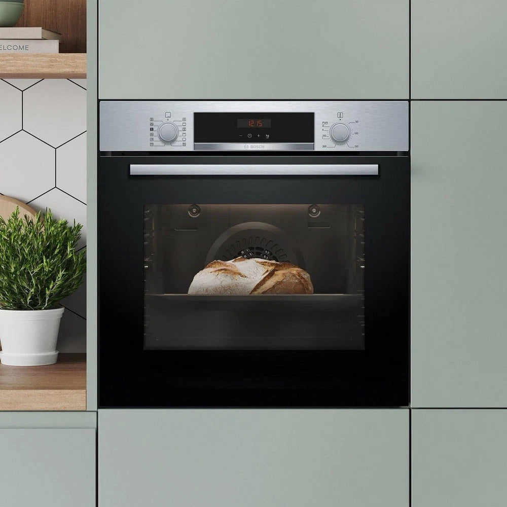 Bosch Series 4 HQA574BS3B (94) Electric Single Oven with Pyrolytic Self Cleaning in Stainless Steel - (Ex display) - HW182523