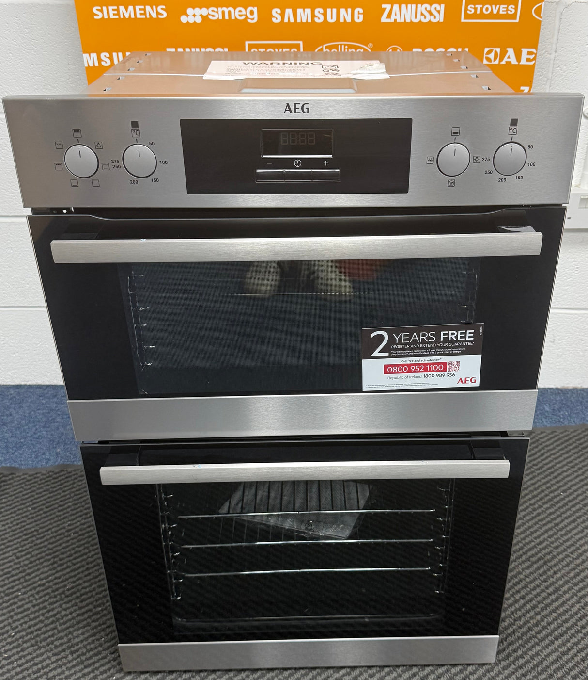 AEG 6000 DEB331010M (25) SurroundCook Clean Enamel Electric Double Built In Oven in Stainless Steel - A/A Rated - (Ex Display) - HW182425