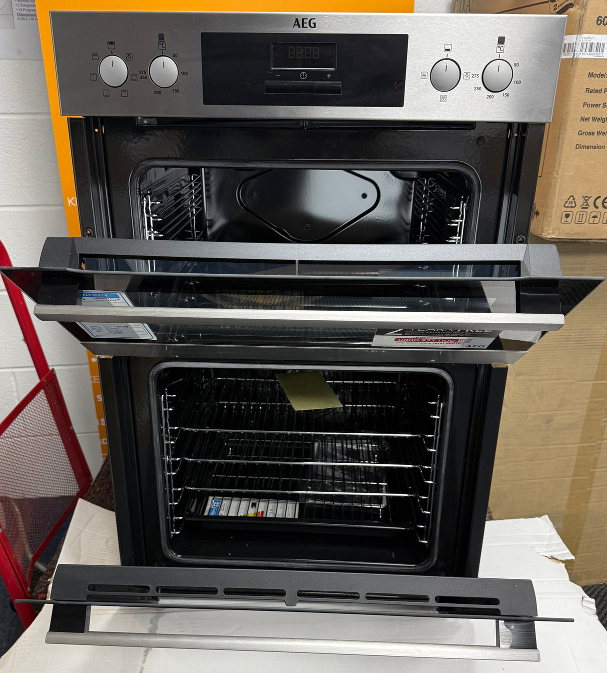 AEG 6000 DEB331010M (47) SurroundCook Clean Enamel Electric Double Built In Oven in Stainless Steel - A/A Rated - (EX Display ) - HW182447