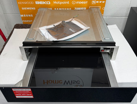 CDA VW155BL (90) 14cm Warming Drawer in Black - Non Branded Glass Front - (Ex Display) - HW182190