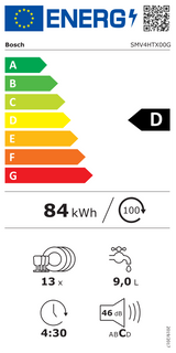 Bosch Series 4 SMV4HTX00G 13-Place Settings Integrated Dishwasher - D Rated - (ex display ) - HW182727