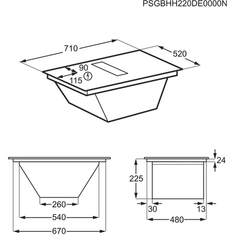 AEG SaphirMatt® TCH74B01FZ (61) 71cm 4 Zone Induction Hob with Venting Extraction in Matt Black - A+ Rated - (Tatty Box) - HW182361 - MANAGERS SPECIAL PRICE £1039.20