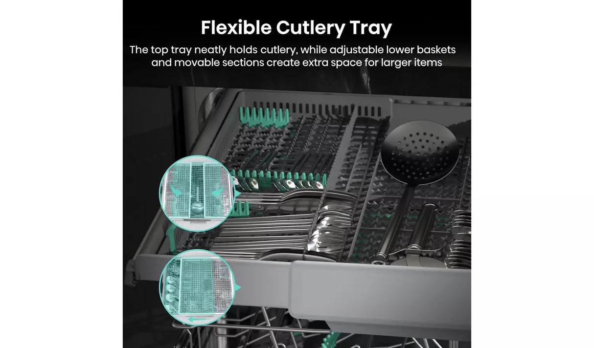 Hisense HV673A60UK (42) Full-Size Fully Integrated Dishwasher with Top Cutlery Tray - A Rated - (Ex Display) - HW182142