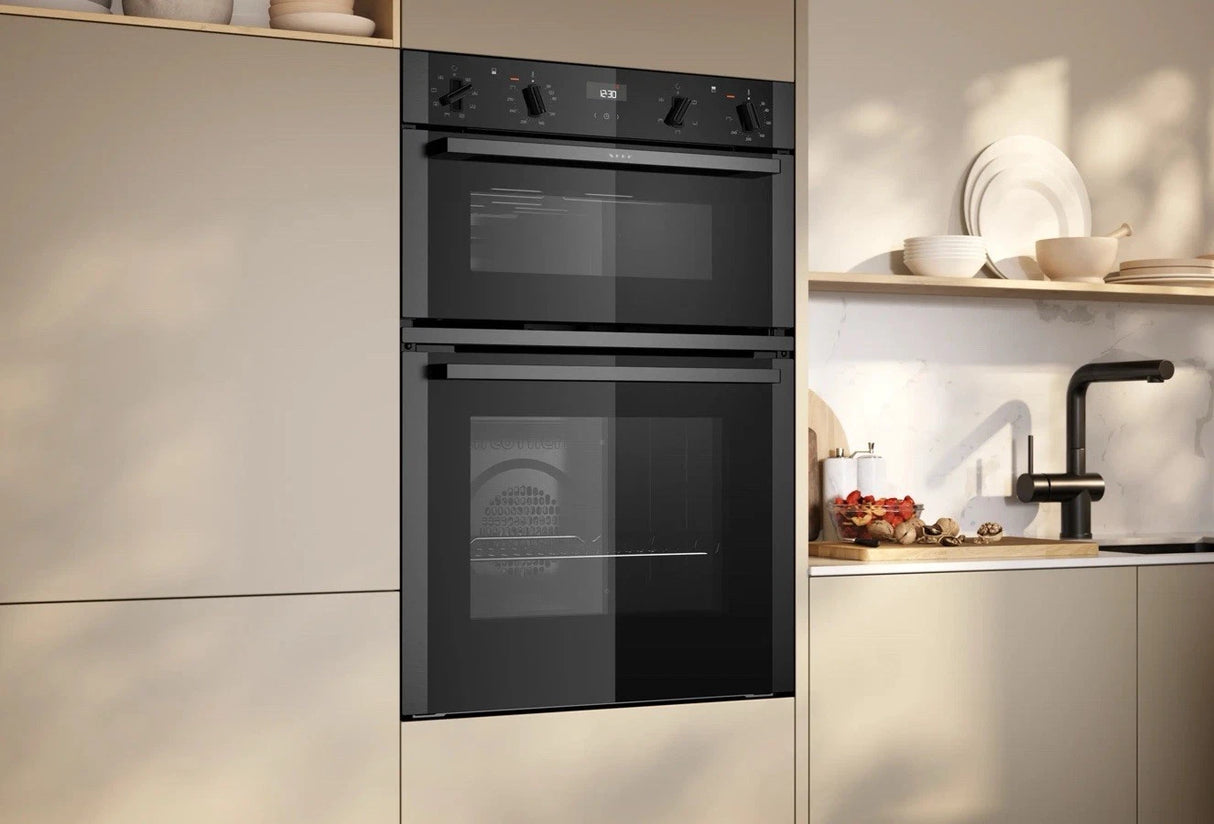 Neff N50 U1ACE2AG3B (35) Built-in Electric Double Oven in Graphite - A/B Rated - (Ex Display) - HW182535