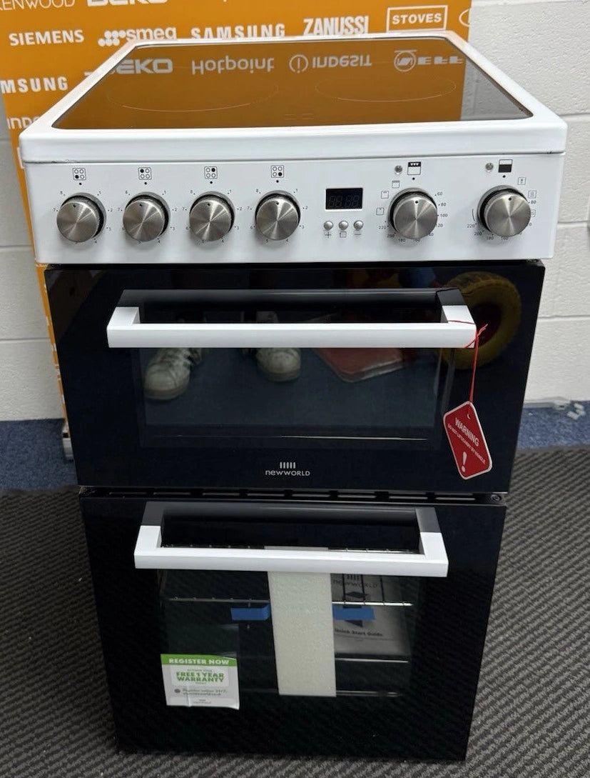 New World 444412057 (75) FDO 50E 50cm Electric Ceramic Cooker in White - (Ex Display) - HW182375