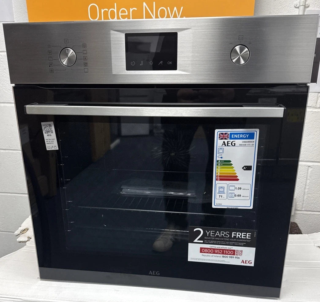 AEG Series 6000 OS6AB50AM (79) Sense Cook Aqua Clean Built-in Single Oven in Stainless Steel - A+ Rated - (Ex Display) - HW182279