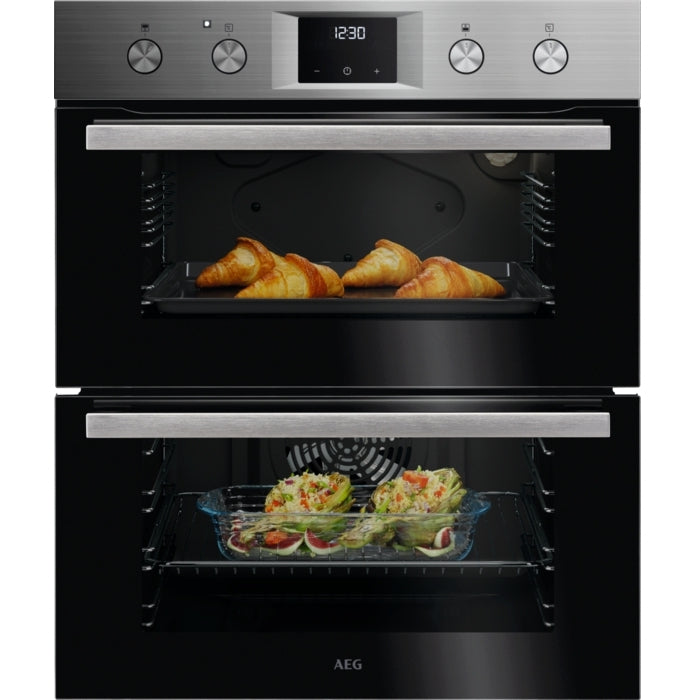 AEG 600 OU5NU20M (07) SurroundCook Clean Enamel Built-under Double Oven in Stainless Steel - A/A Rated - (Tatty Packaging) - HW182407