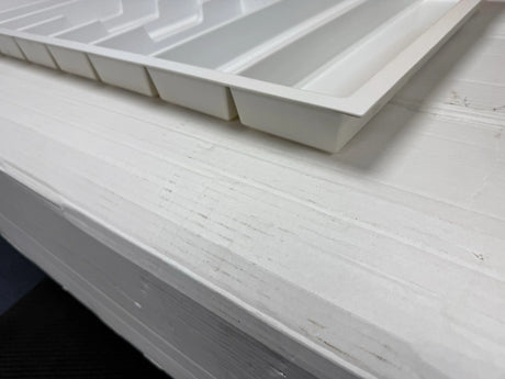 White Plastic Cutlery Drawer Insert (Thickness-2.5mm Width-900mm  Depth-470mm Height-55mm) - Single Tray - WCT1 - MANAGERS SPECIAL NOW £10.40