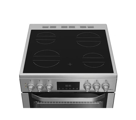 Hotpoint HDE6VDCX (02) 60cm Freestanding Electric Double Oven Ceramic Top Cooker with Multiflow in Stainless Steel - A/A Rated - (Ex Display) - HW182302