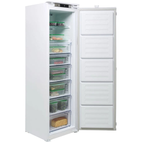 Beko BFFD4577 (59) 178cm Integrated Frost Free 220L Tall Upright Freezer with Sliding Hinge - E Rated - (Ex display blemished) - HW182559