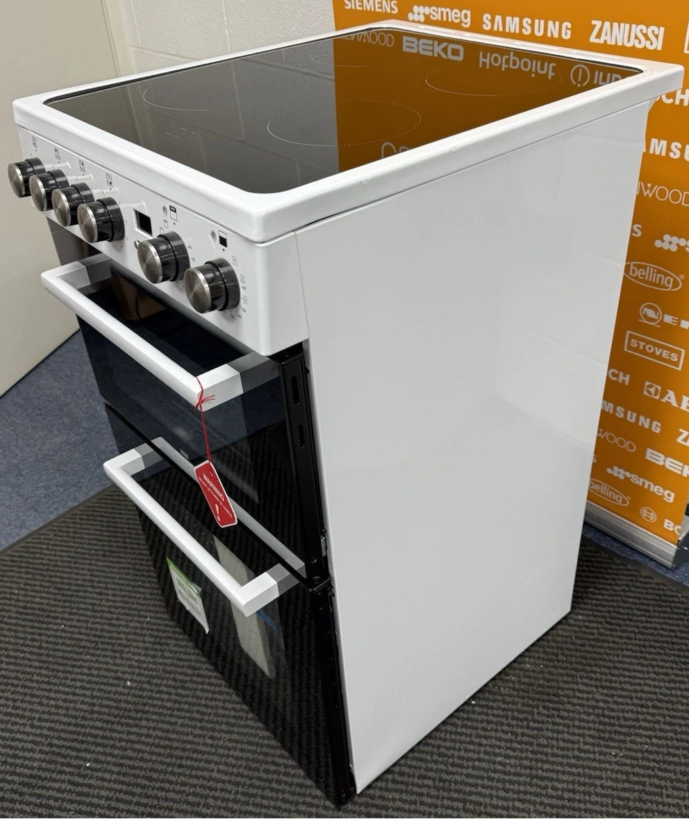 New World 444412057 (75) FDO 50E 50cm Electric Ceramic Cooker in White - (Ex Display) - HW182375