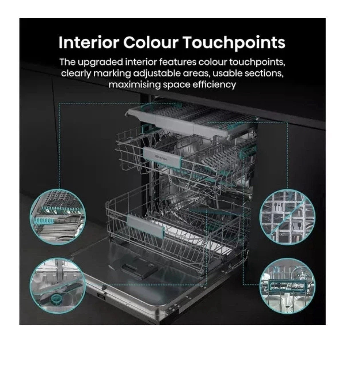 Hisense HV673A60UK (42) Full-Size Fully Integrated Dishwasher with Top Cutlery Tray - A Rated - (Ex Display) - HW182142