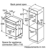 Neff N50 U1ACE2HN0B (10) Built-In Electric Double Oven in Stainless Steel - A Rated from HomeWise Appliances Graphic showing installation diagram with measurements